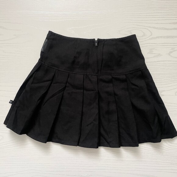 Royal Bones Women's Mini Skirt Small Black Pleated Goth Chains Emo Alt Cosplay - Picture 2 of 8